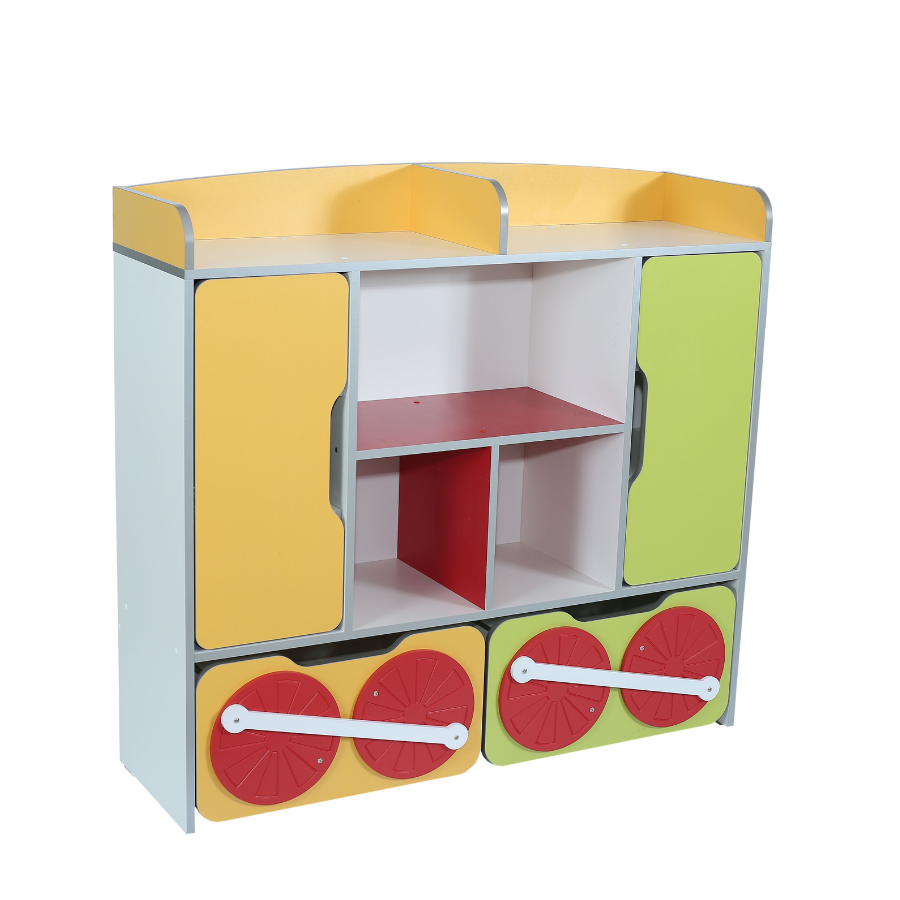 Комбінована дитяча стінка "Казковий експрес" елемент №7, з шухлядами та дверцятами, матеріал корпусу - ЛДСП, для зберіг. дитячих речей, АЛМАНТ, 1200х350х1130 мм